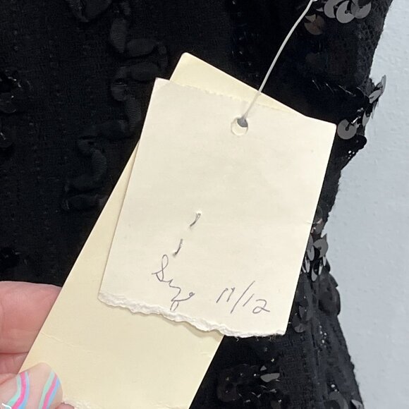 Vintage Ala Carte Y2K Dress 12 Black Sequin Asymmetric Layer Mesh Whimsy Hoco - Picture 8 of 15